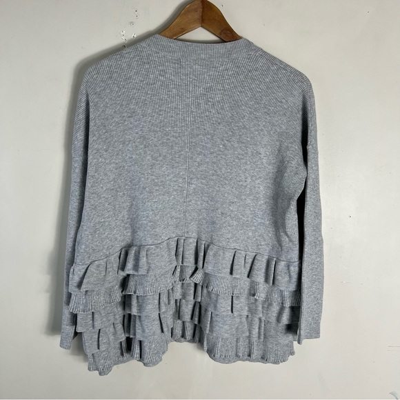 Club Monaco Women's Gray Ruffle Open Front Cardigan Size XS/S Feminine - Picture 6 of 10